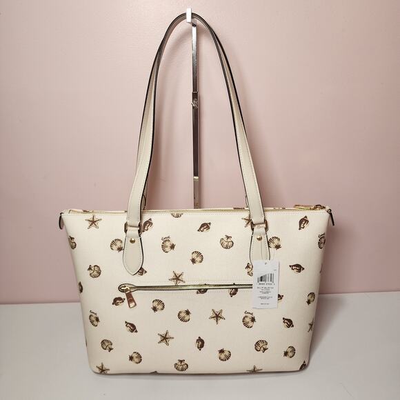 NWT Coach CBM12 Gallery Tote Bag With Shell Print In Canvas/Gold/Chalk Multi - Picture 6 of 9